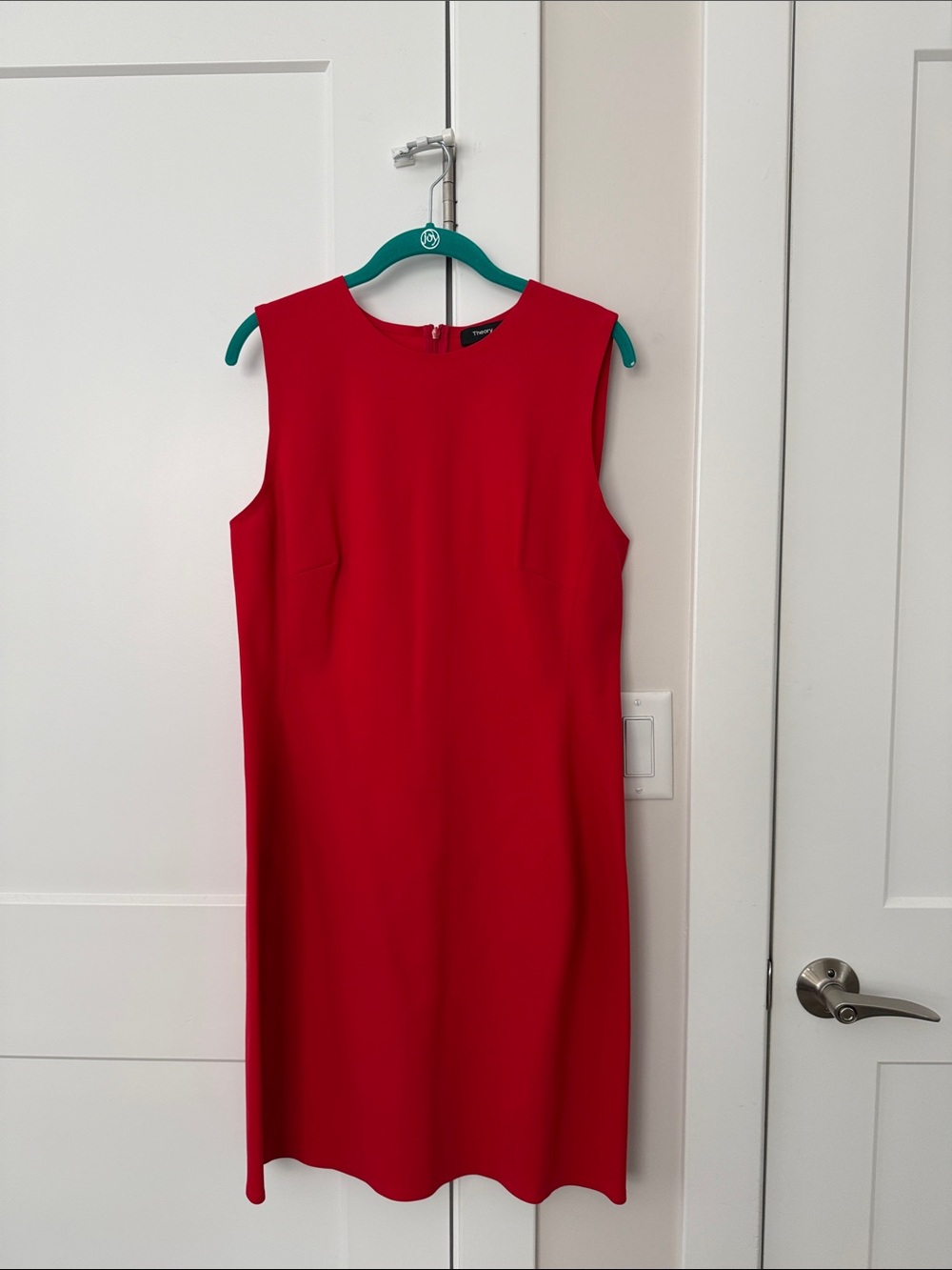 Theory Stunning Scuba Bright Ruby Sleeveless Sheath Dress